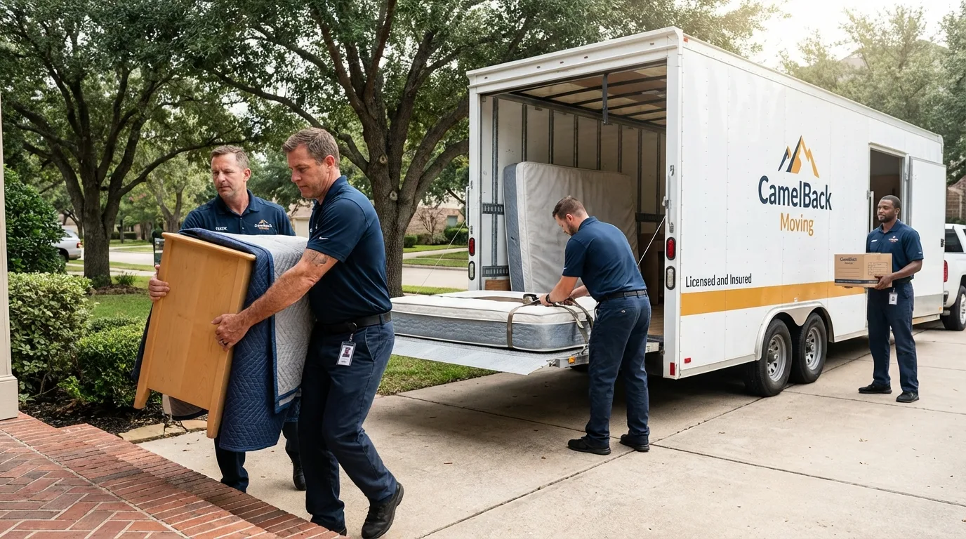 Crew loading residential truck for cross-state move from Folkston, GA