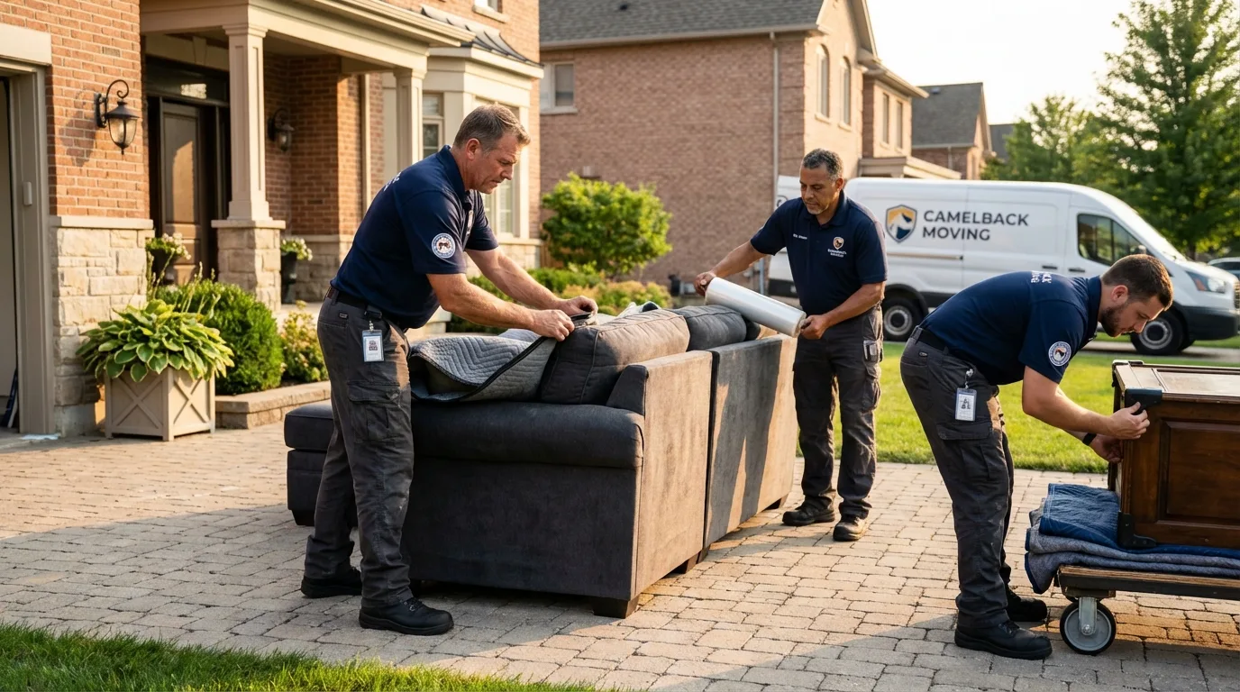 Large estate moving crew wrapping furniture in Folkston, GA