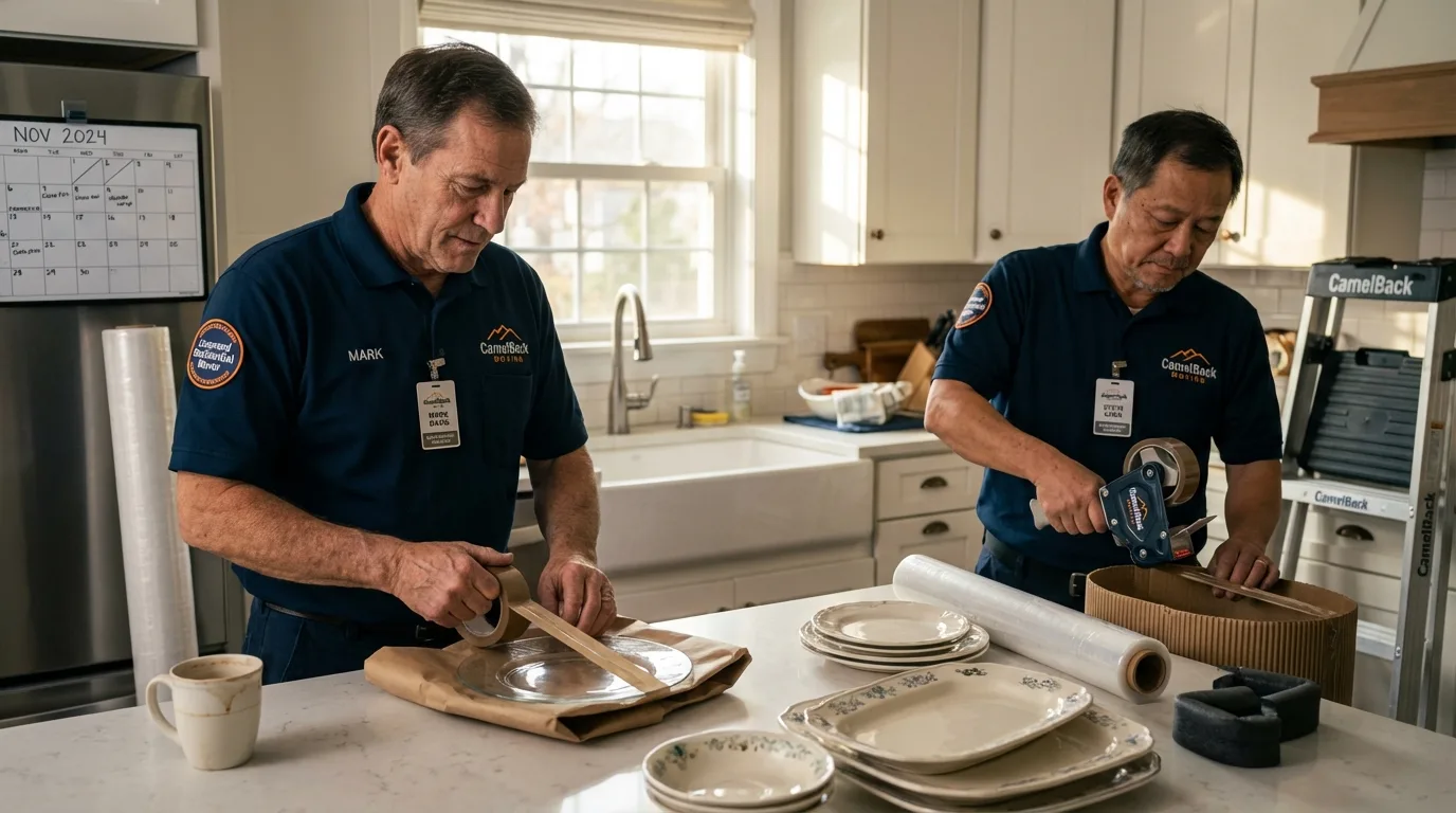 Professional crew packing kitchen dishware in Folkston, GA